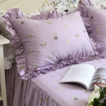 Noi violet print de pat set elegant de flori zburli carpetă acopere calitate tesatura lenjerie de pat cuvertura de pat haine de pat, textile de casa de vanzare