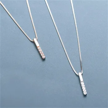 Fengxiaoling Foarte Argint 925 Multiple Zircon Geometrice Benzi Pandantiv Coliere Pentru Femei Simplu Moda Bijuterii