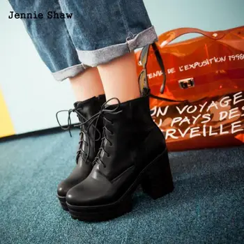 Cizme Femei Tocuri Inalte Casual Dantela-Up Înapoi Cosplay Cizme Albe Pantofi Platforma