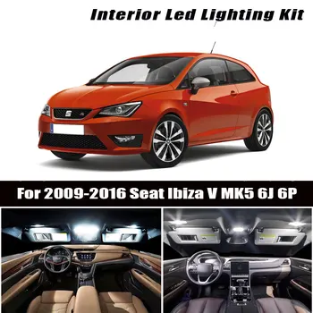 9pcs Alb Canbus CONDUS de Înmatriculare Lampă de Interior Hartă Cupola de Lumini Kit Pentru Perioada 2009-2016 Seat Ibiza V MK5 6J 6P Lectură Tavan Becuri