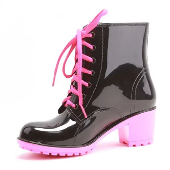 Femei Glezna Cizme de Ploaie de Toamnă Oxford Pantofi Simplu Femeie Rochie cu Fermoar Pantof Formal OL Tocuri inalte Doamna Negru Încălțăminte 2019