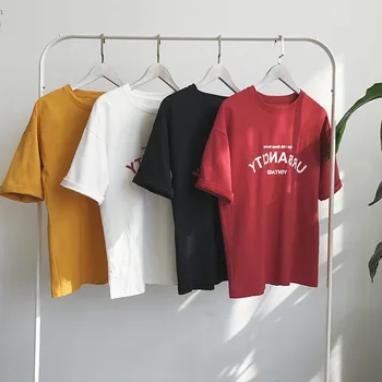 Scrisoarea Imprimate T-Shirt Primăvara Devreme Uri de Îmbrăcăminte pentru Femei 2020 coreeană Stil Nou cu mânecă Scurtă T-shirt Casual Liber Fete de Top Tees