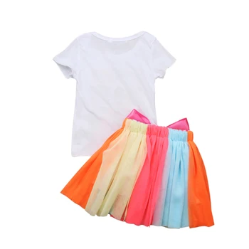 Fetele de Ziua Tutu Set 2018 Vara Toddler Girls Îmbrăcăminte Seturi de Flori T-shirt+Fuste 2 buc Copil Costum de Fete Imbracaminte Copii