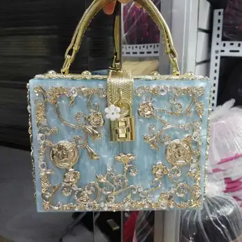 Bal geanta de seara flori de diamant Sac de Ambreiaj relief Acrilic Vot de blocare geantă de mână de lux banchet sac de petrecere pungă de sus-saci mâner