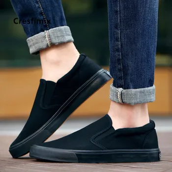 Cresfimix Zapatos De Mujer Femei Drăguț Dulce Tot Negru Slip on Mocasini Casual Ladies Anti Skid Alb Panza Pantofi Pantofi C5785b