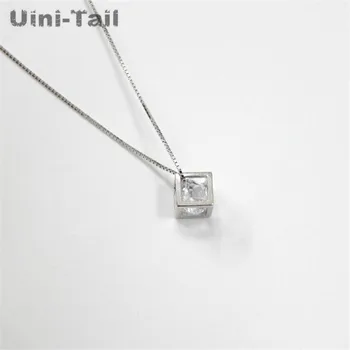 Uini-Coada hot nou argint 925 cub dulce colier moda coreeană valul geometrie de curgere cub pandantiv bijuterii GN582