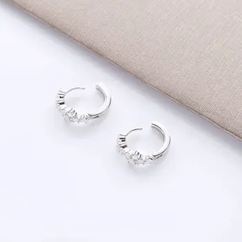 Moonmory De Moda Argint 925 Placat Hoop Cercei Huggies Bijuterii Pentru Femei Partid 2020 Rotunde De Cristal Cercel De
