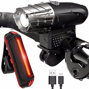 USB Reîncărcabilă Biciclete de Lumină LED-uri Impermeabil Față de Lumină Lumina Coada Set Bicicleta Far Stop lampa Spate