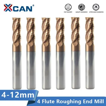 XCAN Degroșare End Mill 4-12mm 4 Flaut CNC Router Cam Spirală de Frezat Pic de Acoperire TiCN HRC 55 Solid Carbide Milling Cutter