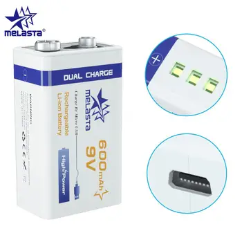 9V PPP3 6F22 Micro USB 600mAh baterie reîncărcabilă litiu-ion baterie pentru alarma de fum wireless microfon Chitara EQ Interfon Multimetru