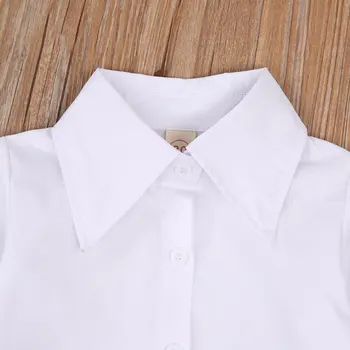1-5A Toamna Copii Sugari Fete Dress +T Shirt 2 buc Scrisoare de Imprimare Topuri Solidă Maneca Lunga Single-Breasted Camasi Rochii
