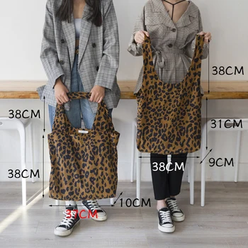 Pantaloni de catifea cord Leopard de Imprimare Doamnelor Sac de Umar Casual Tote Geantă de Cumpărături Mare capacitate Genți de mână Totes Femei
