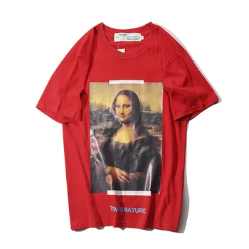 Europene și Americane de pe whire au 2019 vara tide marca Mona Lisa săgeată femei și bărbați cu mânecă scurtă T-shirt maree