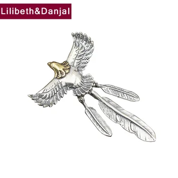 Pur, argint 925 Pană de Vultur Pandantiv în formă cu Colier sau Bratara barbati femei en-gros de bijuterii de o mulțime P1