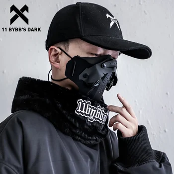 11 BYBB E ÎNTUNERIC Streetwear Inel Eșarfe Neck Gaiter Bărbați de Iarnă Harajuku Mozaic Eșarfă de Pluș Tactice Funcție de Cald Eșarfă Neagră