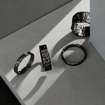 Negru Inele Declarație De Bijuterii Fine Din Argint 925 Pentru Femei Coreene Design Minimalist Inel Anillo De Plata De Ley 925 Joyas