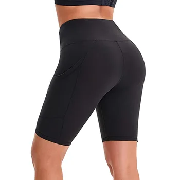 Femei de Cinci puncte de Talie Mare Antrenament Ciclist Yoga Funcționare Compresie Sport Strâns Stretch pantaloni Scurți de Fitness Uscat Rapid Buzunar Lateral