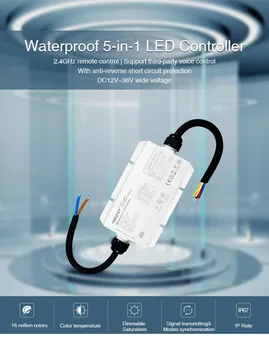 Miboxer LS2-WP rezistent la apa 5 IN 1 Smart Led Controller DC12V 24V 36V Max: 20A pentru o Singură Culoare, CCT, RGB,RGBW,RGB+CCT Benzi cu LED-uri