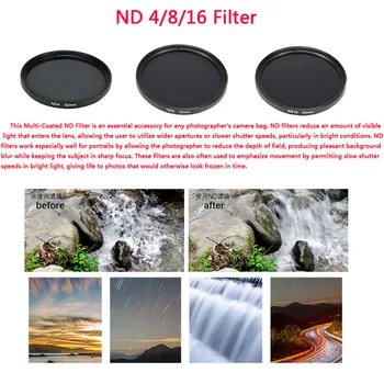 Set de filtre de 52mm ND 4/8/16/ CPL/UV/MC Stele lentile Rosu/Filtru de culoare W/capac obiectiv Inel Adaptor pentru GoPro Hero 7 6 5 Blcak Accesorii