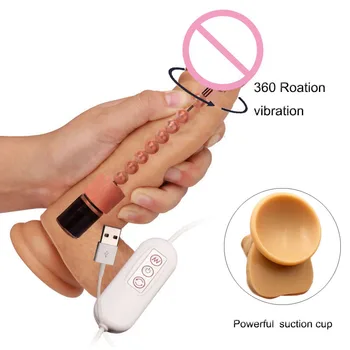 Femeia patrunde barbatul Big Realistic Dildo Vibrator USB Control Roating Vibrații Silicon Mare Dildo Cu ventuza Penisul Jucarii Sexuale Pentru Femei