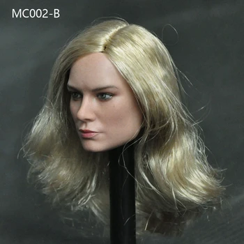 În Stoc 1/6 Brie Larson Cap de Femeie Sculpta Lung Ondulat Părul Galben pentru 12