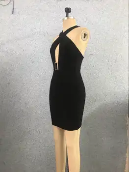 Femei Vara Sexy Căpăstru Fără Mâneci Esarfe Ciss Cruce Negru Bodycon Bandaj Rochie 2020 Moda Elegant Feminin Mini-Rochii De Petrecere