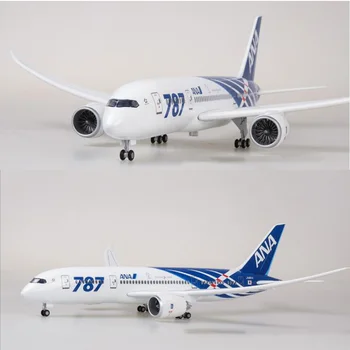 1/130 Scară 47cm Avion 787 B787 Dreamliner Aeronave Japonia ANA companiile Aeriene Model W Lumina Roțile trenului de aterizare turnat sub presiune Rășină Avion