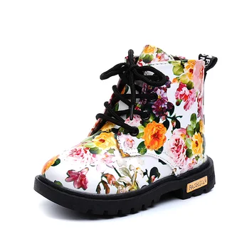 Copii confortabile de Iarnă Caldă Copil Florale Cizme de Cauciuc cu Talpa Copil Fată Pantofi Grațios Floare de Imprimare Martin fete cizme de zapada pantofi