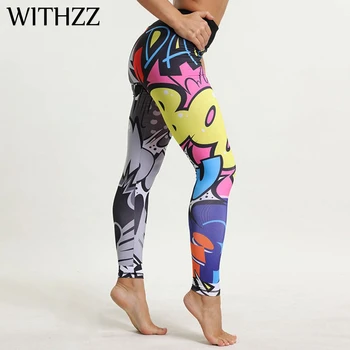 WITHZZ Pictat Graffiti Imprimare Jambiere New Sosire Femei Antrenament Jeggings Sportive Athleisure Active Wear Pantaloni Sportleggings