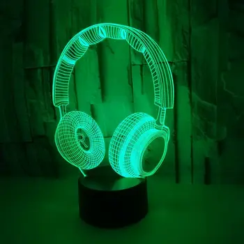 3D colorate Lampa DJ Căști de Birou Lămpi de Cască Muzica Cască 3D Lumina de Noapte de Culoare pe Masa din Dormitor de Iluminat Decor Acasă LED-uri Cadou