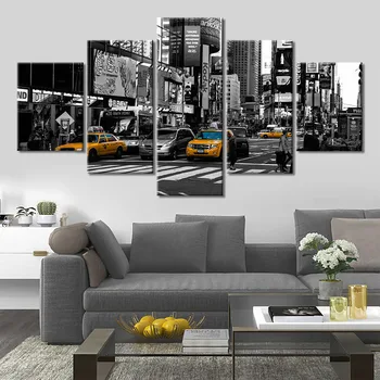 Panza Pictura Strada New York Peisaj 5 Panou Alb-negru Imagini pentru living Home Decor de Perete de Arta de Imprimare Postere, Printuri