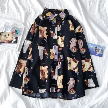 Tricouri Femei Primăvară New Sosire Completă De Moda Topuri Imprimate Franceză Retro Elegante Bluze De Vânzare Fierbinte Streetwear Ulzzang Blusas Femei
