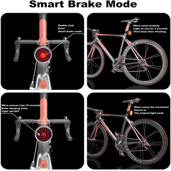 WasaFire Biciclete Inteligent de iluminare din Spate USB Reîncărcabilă Biciclete Lumina de Frână MTB LED Stop Bicicleta de Avertizare Lampa de Casca Motocicleta