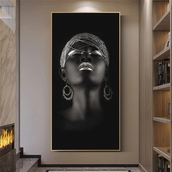 Negru Mâini care Deține Bijuterii de Argint Panza Picturi Pe Perete Postere de Arta si Imprimeuri Femeie din Africa de Artă Acasă Decor de Perete