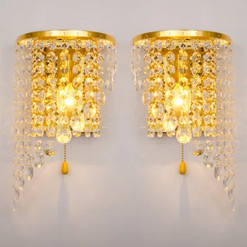 Modern, Simplu de Aur de Cristal de Culoare lampă de perete de Creație Americană, Cameră de zi Noptiera European de Fundal Led-uri Lumini de Perete Decor