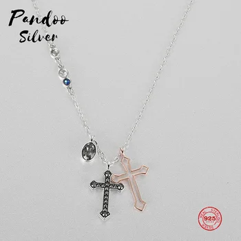 PANDOO Farmec de Modă Sterling Silver Original Copie 1:1, Moda se Amestecă Și se Potrivesc Cruce Colier de sex Feminin Bijuterii de Lux Cadouri