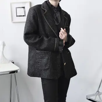 IEFB 2021 barbati nou japonez, moda streetwear înaltă calitate costum de lână haina vrac singur pieptul negru springe haine 9Y4642