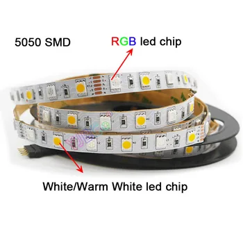 5m 60leds/M RGBW RGBWW Benzi cu LED-uri de lumină,DC12V 24V SMD 5050 Flexibil RGB +( Alb/Alb Cald) RGB+CCT SMD 5050 led strip
