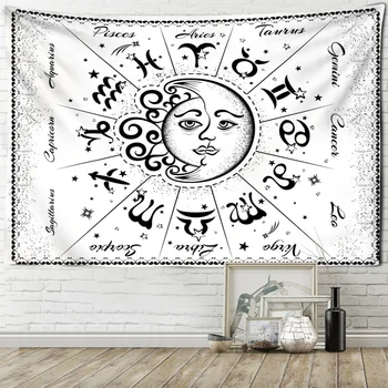 TapestryWallHangingDecorHomeRoomwitchcrafthippiemandalaastrologywallpaperbedroomdormtarot Sun Moon CustomPsychedelic Hippie Camera