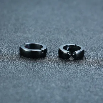 Bărbați Cercei Clip Ton Negru din Oțel Inoxidabil Cerc Geometric Earclip Punk Băiat Ureche Accesorii