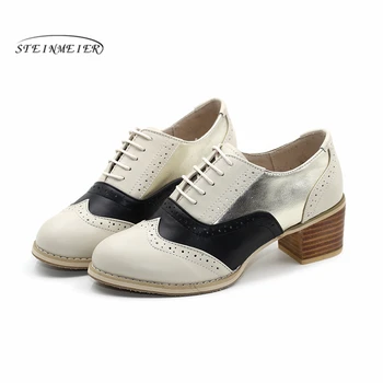 Femei Oxford Pompe de Pantofi Vintage din Piele 5cm Doamna Tocuri Groase Retro Vintage Oxford Pantofi Pentru Femei Pantofi 2020