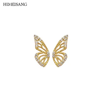 Drăguț Aripă De Fluture Cercei Stud De Placat Cu Aur Cu Cubic Zirconia Cristal Moda Bijuterii