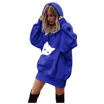 Tricou pentru Femei de Îmbrăcăminte Solidă Hanorace Moda Cat de Imprimare Haine Hanorace Pulover hoodies femei Casual Poliester Tricou