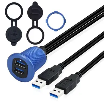 Coajă de Metal 2 Porturi Dual USB 3.0 Male la USB 3.0 de sex Feminin AUX Flush Mount cu Lumină LED, Montare Cablu de Extensie pentru Masina Camion cu Barca