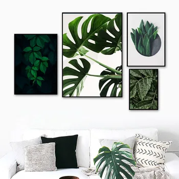 Plante Proaspete De Menta Frunze De Palmier Arta De Perete Panza Pictura Planta Verde Nordică, Postere Si Printuri De Perete Imagini Pentru Garnituri De Cameră Decor
