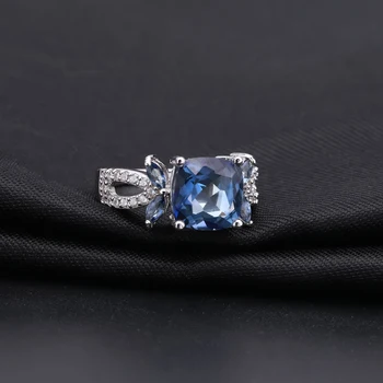 GEM de BALET Naturale Geometrice Iolite Albastru Mystic Cuarț Seturi de Bijuterii Pentru Femei Veritabil 925 Sterling Silver Cercei Set Inel