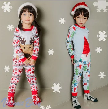 Noi, Copii, băiat, fată de îmbrăcăminte 2020 Xmas set de pijama Bumbac Copii Copilul Pijamale 2 Piese Topuri +Pantaloni Copil Haine pypamas