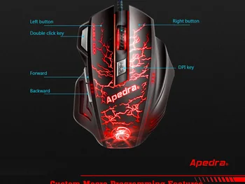 3200DPI Apedra A7 Ergonomic USB Cablu Șase Butonul Prrofessional Mouse de Gaming,Respirație Fundal Mouse de Calculator
