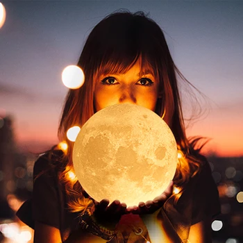 3D Reîncărcabilă de Imprimare LED Luna Lumina de Noapte Lampara Luna 2 Culori Touch Comutator Dormitor Bibliotecă Luminaria Noutatea Lunii Lampa