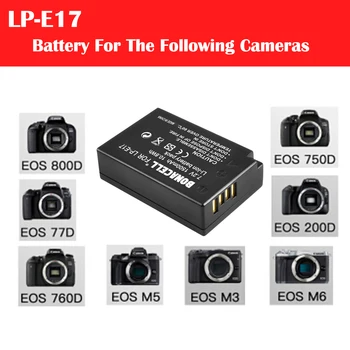 Bonacell LPE17 LP-E17 LP-E17 Baterie+LCD Dual USB Incarcator pentru Canon EOS 200D M3 M6 750D 760D T6i T6s 800D 8000D Sărut X8i Camere